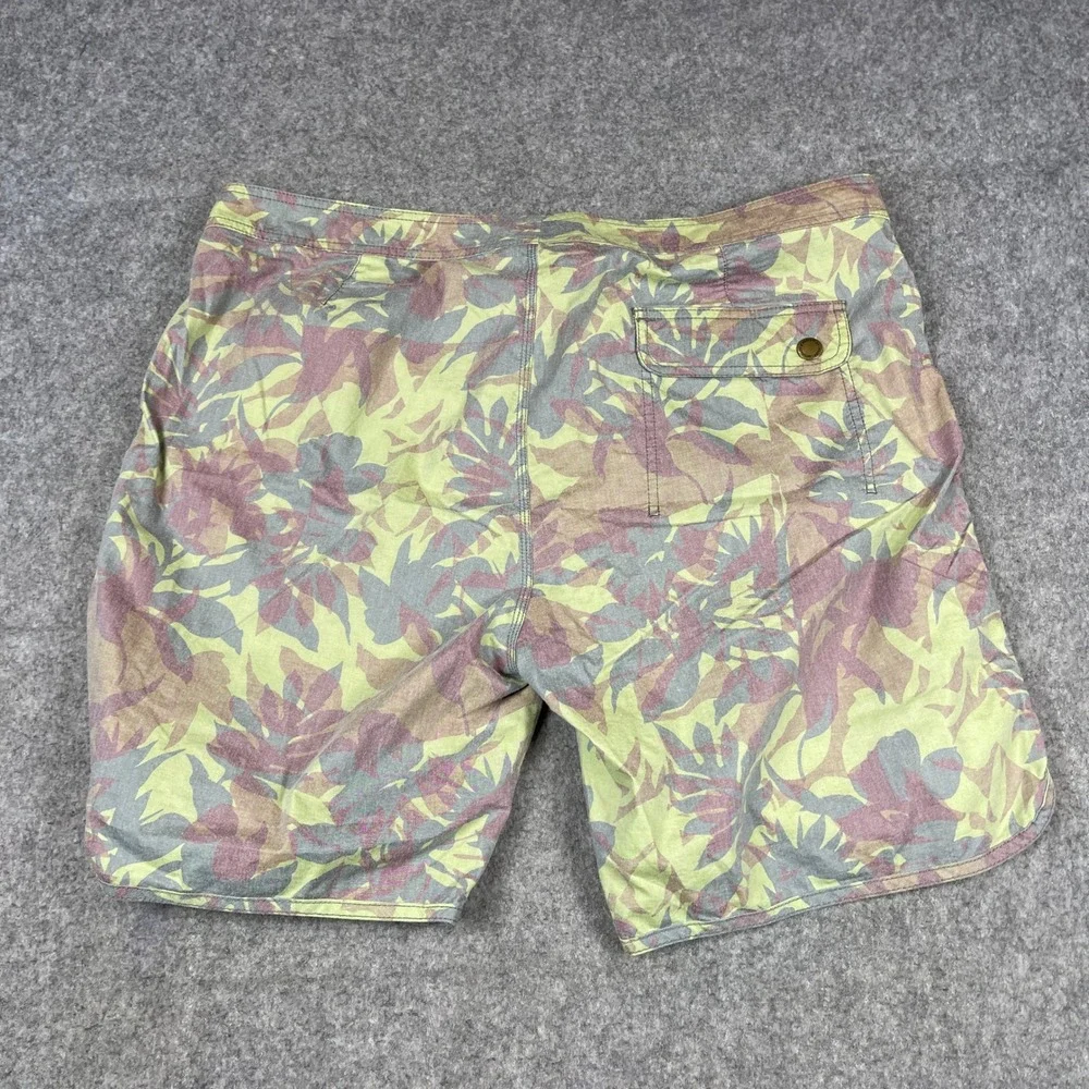 Roark Revival Board Shorts Mens 38 Green Botanical Camo Drawstring Swim Trunks
